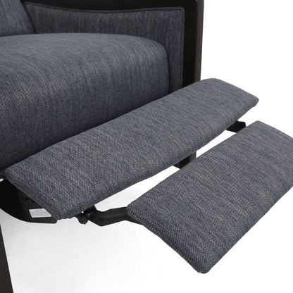 Mid-Century Upholstered Push-Back Recliner with Footrest and Birch Wood Frame