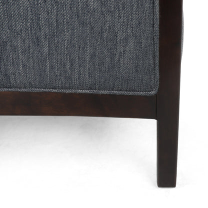 Mid-Century Upholstered Push-Back Recliner with Footrest and Birch Wood Frame