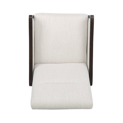 Mid-Century Upholstered Push-Back Recliner with Footrest and Birch Wood Frame