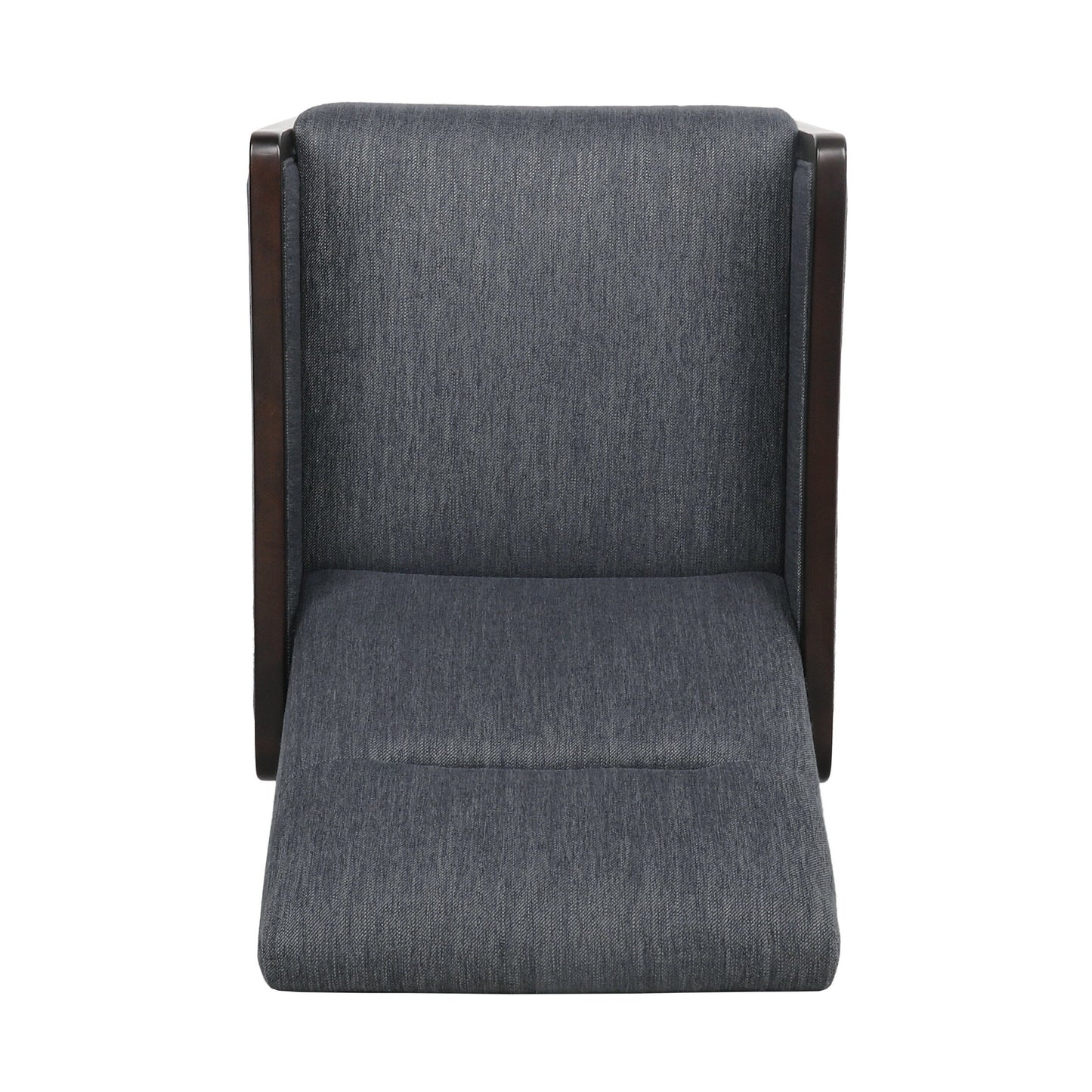 Mid-Century Upholstered Push-Back Recliner with Footrest and Birch Wood Frame