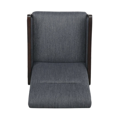 Mid-Century Upholstered Push-Back Recliner with Footrest and Birch Wood Frame