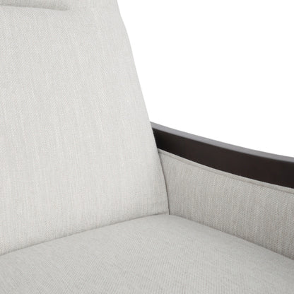 Mid-Century Upholstered Push-Back Recliner with Footrest and Birch Wood Frame