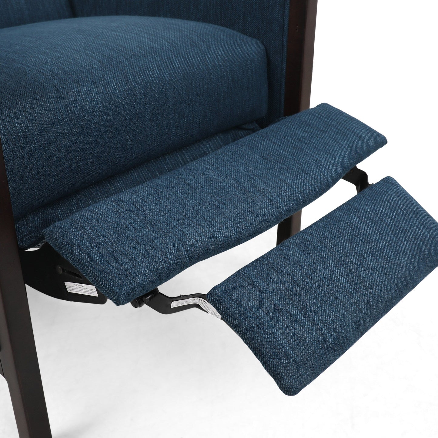 Mid-Century Upholstered Push-Back Recliner with Footrest and Birch Wood Frame