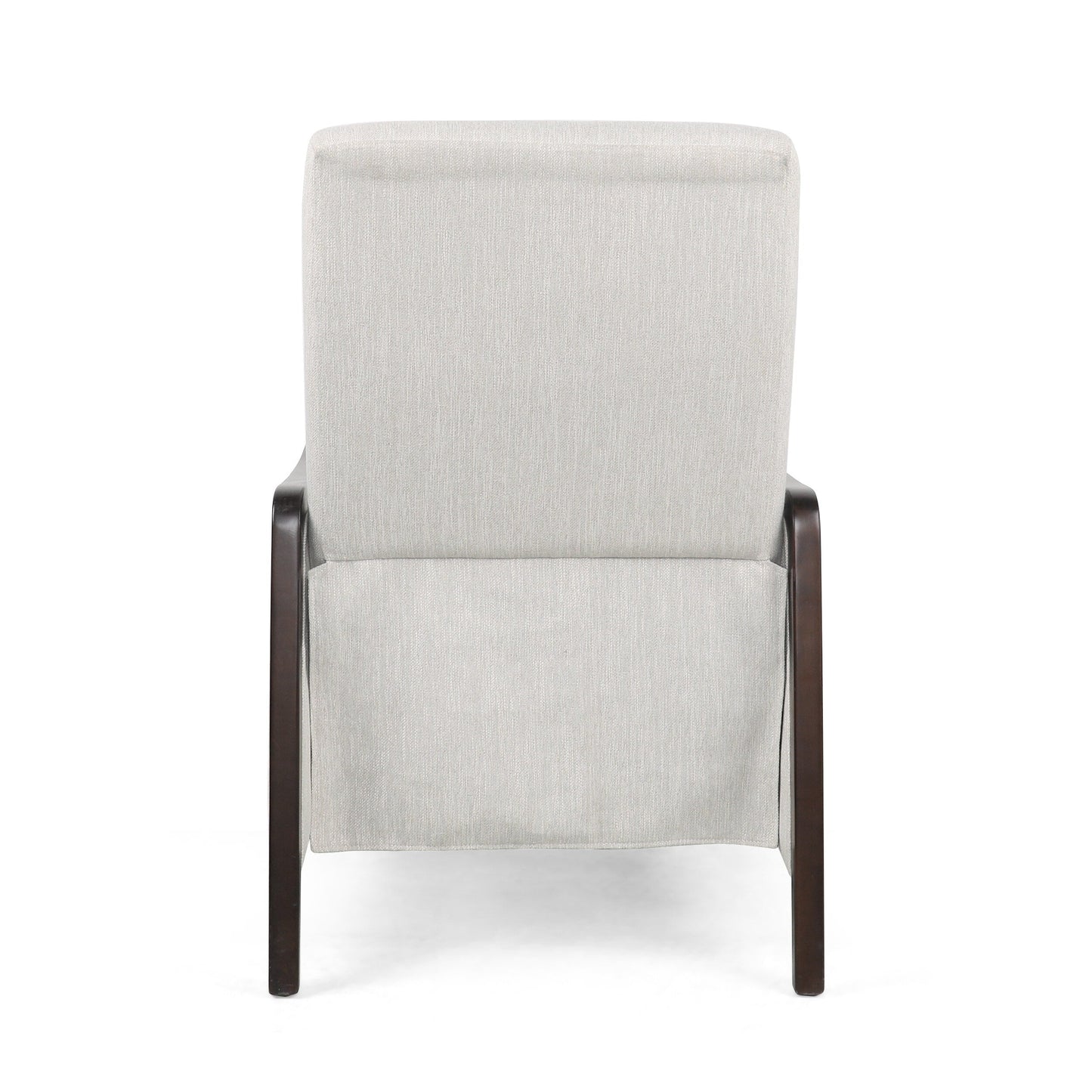 Mid-Century Upholstered Push-Back Recliner with Footrest and Birch Wood Frame