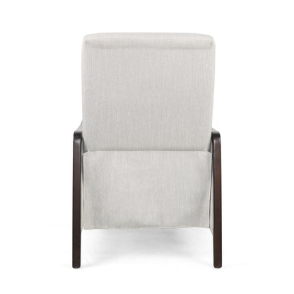 Mid-Century Upholstered Push-Back Recliner with Footrest and Birch Wood Frame