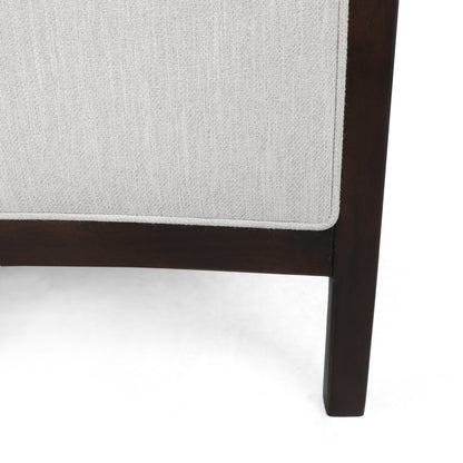 Mid-Century Upholstered Push-Back Recliner with Footrest and Birch Wood Frame