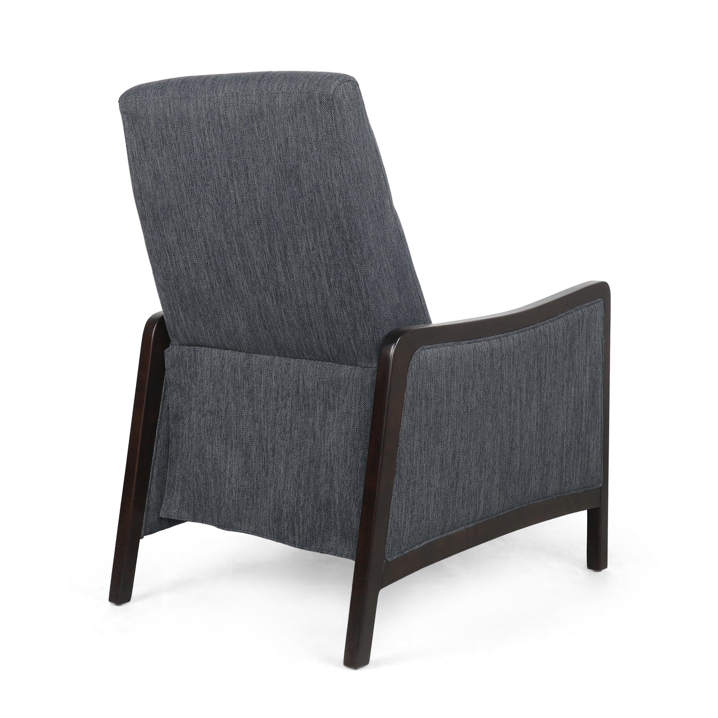 Mid-Century Upholstered Push-Back Recliner with Footrest and Birch Wood Frame