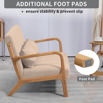 Mid-century Upholstered Accent Sofa in solid wood for 2