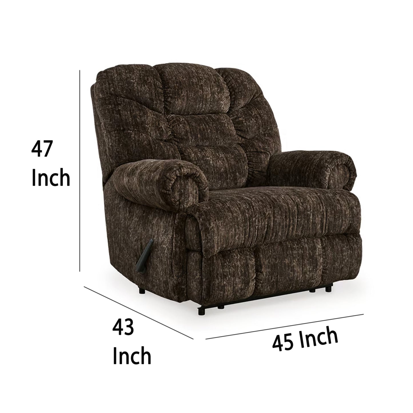 Mikey Manual Recliner Chair, Zero Wall, Dark Brown Polyester Velvet