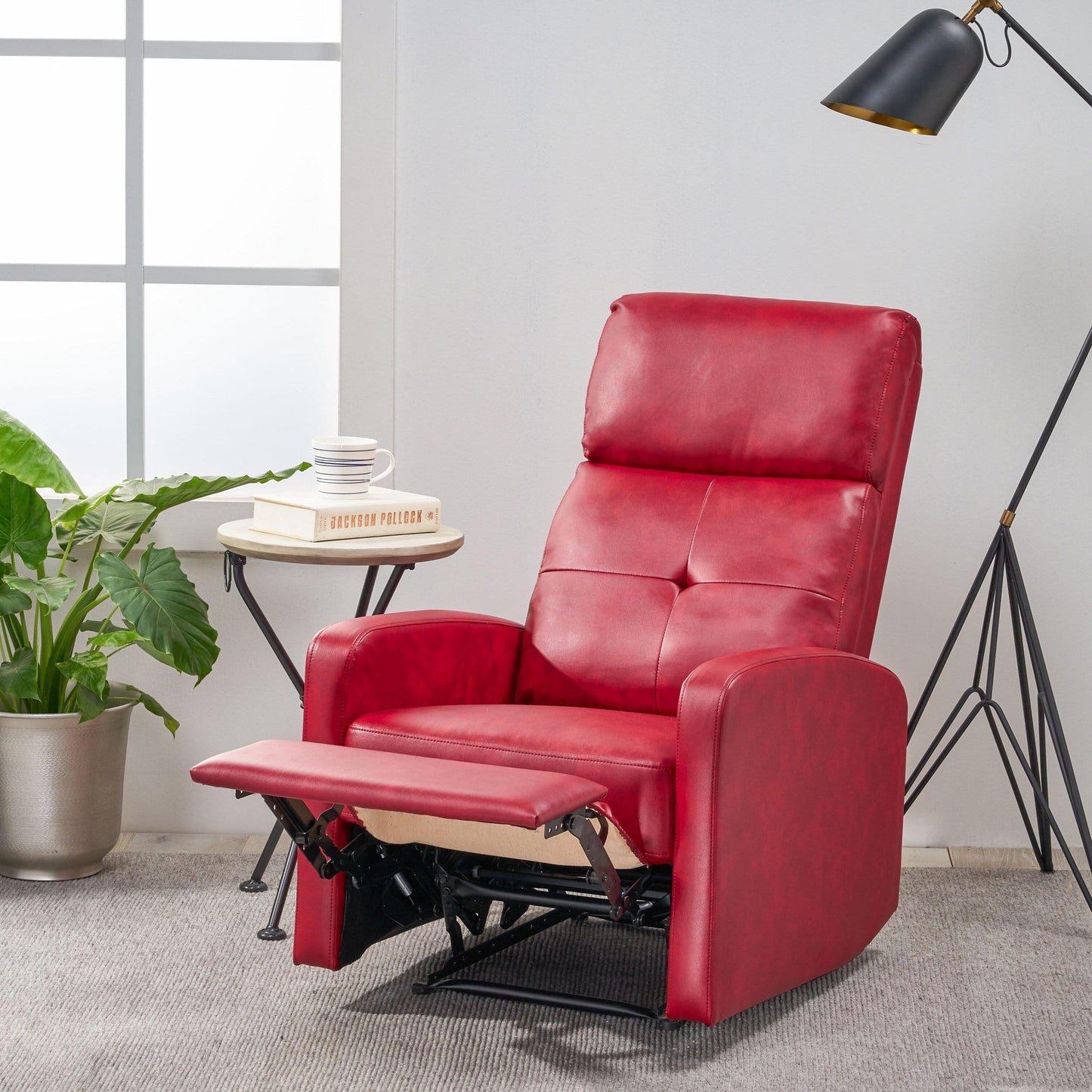 Minimalist Lever?Action Recliner Chair with Smooth Upholstery