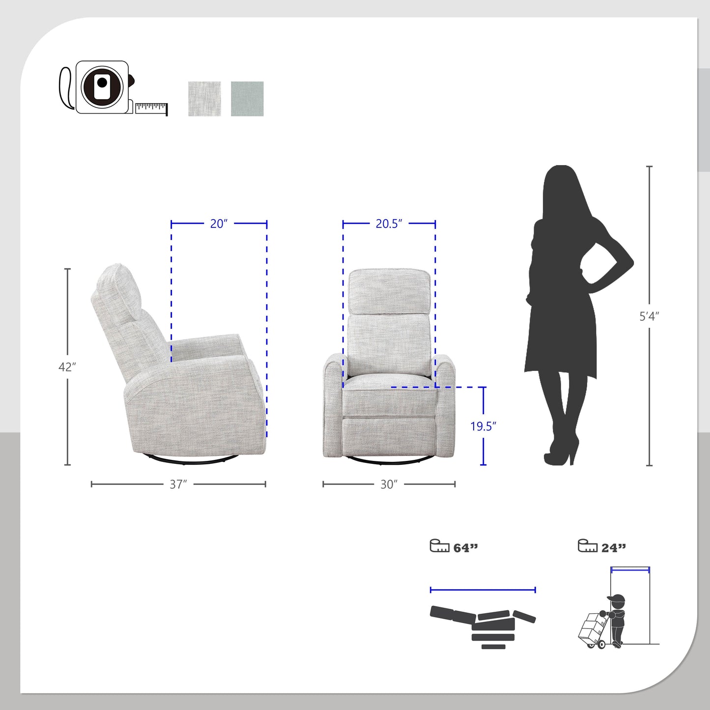 Miralina Fabric Swivel Glider Manual Reclining Chair