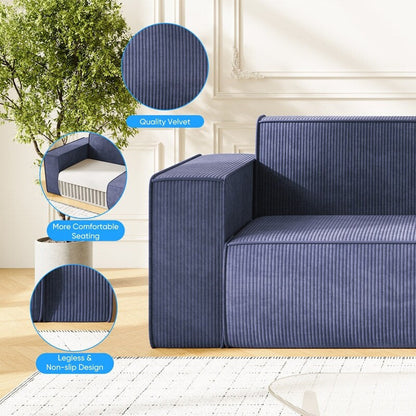Mixoy Modern Velvet Fabric Loveseat Sofa with Legless Design&Widened Armrest,Upholstered 2-Seater Couch for Living Room