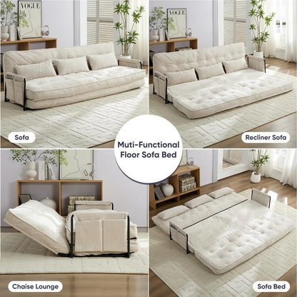 Mixoy Muti-Functional Folding Floor Sofa Bed with Pillows,6 Position Adjustable Backrest-3+1