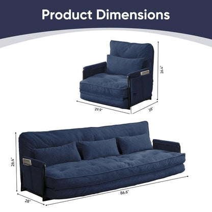 Mixoy Muti-Functional Folding Floor Sofa Bed with Pillows,6 Position Adjustable Backrest-3+1