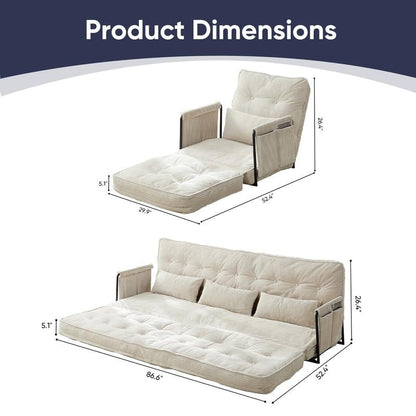 Mixoy Muti-Functional Folding Floor Sofa Bed with Pillows,6 Position Adjustable Backrest-3+1