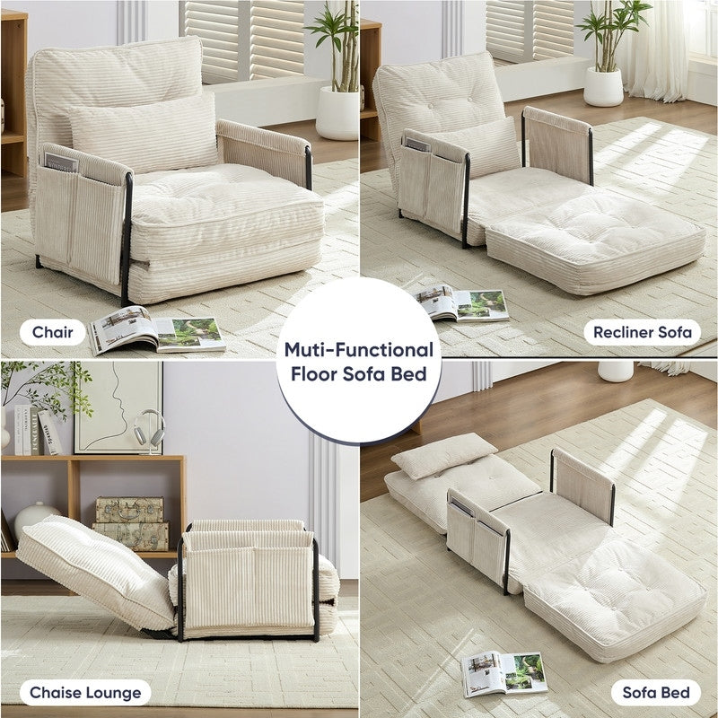 Mixoy Muti-Functional Folding Floor Sofa Bed with Pillows,6 Position Adjustable Backrest-3+1