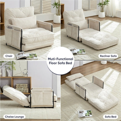 Mixoy Muti-Functional Folding Floor Sofa Bed with Pillows,6 Position Adjustable Backrest-3+1