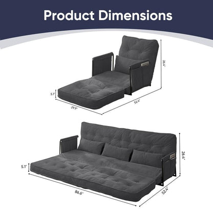 Mixoy Muti-Functional Folding Floor Sofa Bed with Pillows,6 Position Adjustable Backrest-3+1