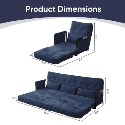 Mixoy Muti-Functional Folding Floor Sofa Bed with Pillows,6 Position Adjustable Backrest-3+1