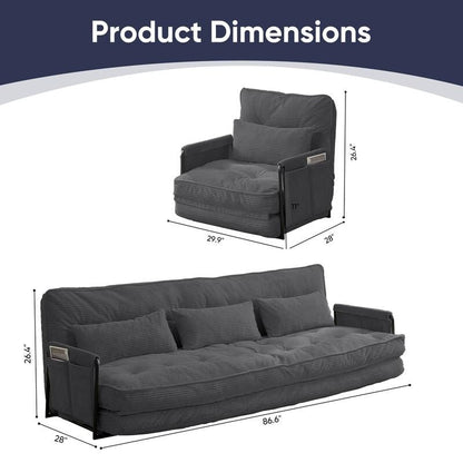 Mixoy Muti-Functional Folding Floor Sofa Bed with Pillows,6 Position Adjustable Backrest-3+1