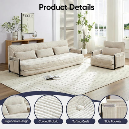 Mixoy Muti-Functional Folding Floor Sofa Bed with Pillows,6 Position Adjustable Backrest-3+1