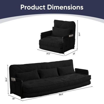 Mixoy Muti-Functional Folding Floor Sofa Bed with Pillows,6 Position Adjustable Backrest-3+1