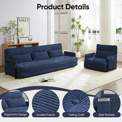 Mixoy Muti-Functional Folding Floor Sofa Bed with Pillows,6 Position Adjustable Backrest-3+1