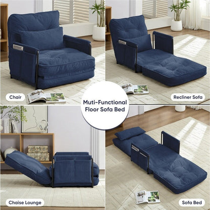 Mixoy Muti-Functional Folding Floor Sofa Bed with Pillows,6 Position Adjustable Backrest-3+1