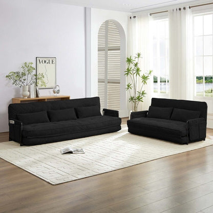 Mixoy Muti-Functional Folding Floor Sofa Bed,3-Seater with Loveseat Lazy Sofa,6 Position Adjustable Backrest