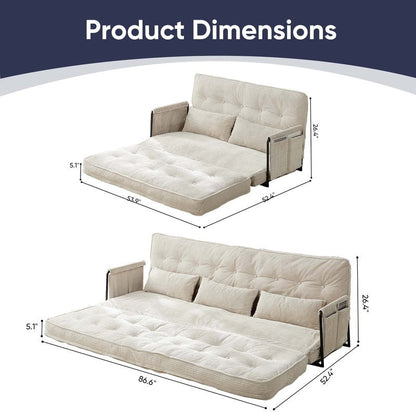 Mixoy Muti-Functional Folding Floor Sofa Bed,3-Seater with Loveseat Lazy Sofa,6 Position Adjustable Backrest