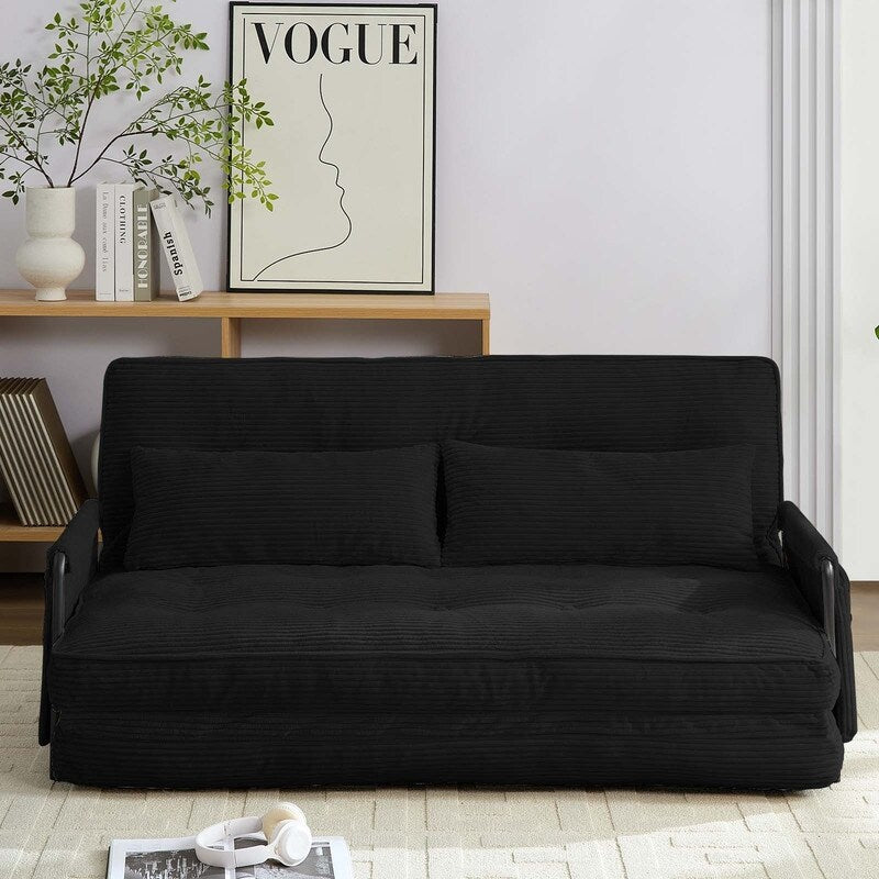 Mixoy Muti-Functional Folding Floor Sofa Bed,3-Seater with Loveseat Lazy Sofa,6 Position Adjustable Backrest