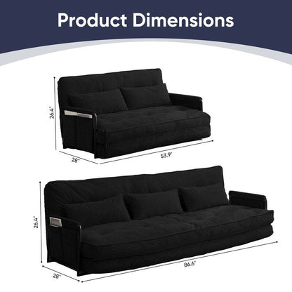 Mixoy Muti-Functional Folding Floor Sofa Bed,3-Seater with Loveseat Lazy Sofa,6 Position Adjustable Backrest