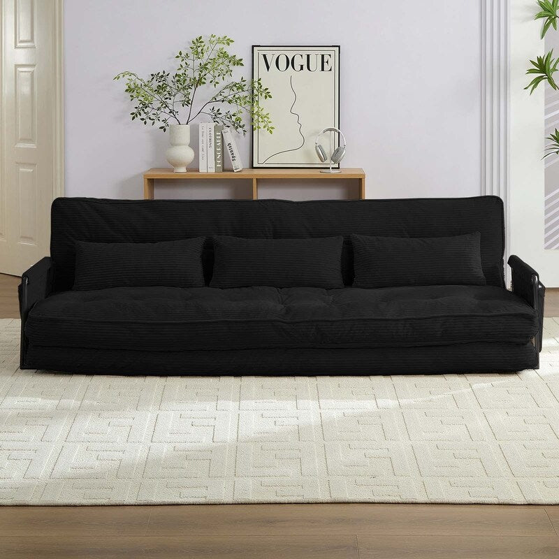Mixoy Muti-Functional Folding Floor Sofa Bed,3-Seater with Loveseat Lazy Sofa,6 Position Adjustable Backrest