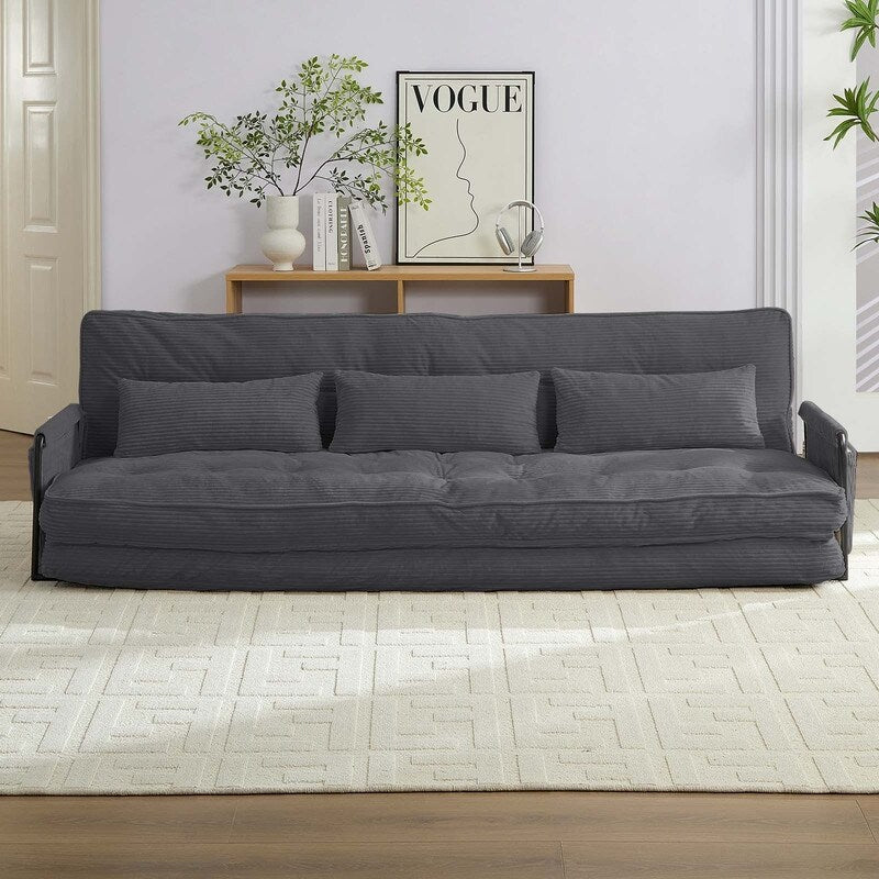 Mixoy Muti-Functional Folding Floor Sofa Bed,3-Seater with Loveseat Lazy Sofa,6 Position Adjustable Backrest