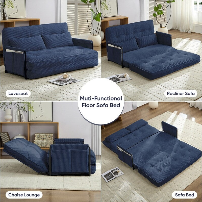 Mixoy Muti-Functional Folding Floor Sofa Bed,3-Seater with Loveseat Lazy Sofa,6 Position Adjustable Backrest