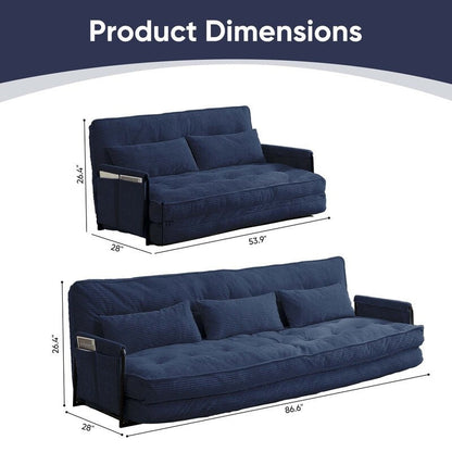 Mixoy Muti-Functional Folding Floor Sofa Bed,3-Seater with Loveseat Lazy Sofa,6 Position Adjustable Backrest