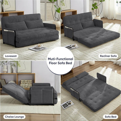 Mixoy Muti-Functional Folding Floor Sofa Bed,3-Seater with Loveseat Lazy Sofa,6 Position Adjustable Backrest