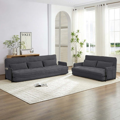 Mixoy Muti-Functional Folding Floor Sofa Bed,3-Seater with Loveseat Lazy Sofa,6 Position Adjustable Backrest