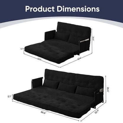Mixoy Muti-Functional Folding Floor Sofa Bed,3-Seater with Loveseat Lazy Sofa,6 Position Adjustable Backrest