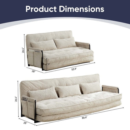Mixoy Muti-Functional Folding Floor Sofa Bed,3-Seater with Loveseat Lazy Sofa,6 Position Adjustable Backrest