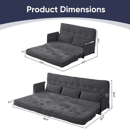 Mixoy Muti-Functional Folding Floor Sofa Bed,3-Seater with Loveseat Lazy Sofa,6 Position Adjustable Backrest