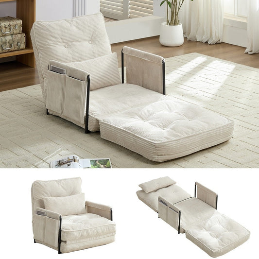 Mixoy Muti-Functional Folding Futon Floor Sofa Bed,Single Lazy Sofa with Pillows,6 Position Adjustable Backrest