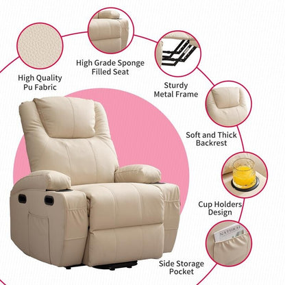 Mixoy Power Lift Massage Recliner Chair for Elderly,with Heat,Infinite Position,Side Pocket,Cup Holders,USB Charge Port