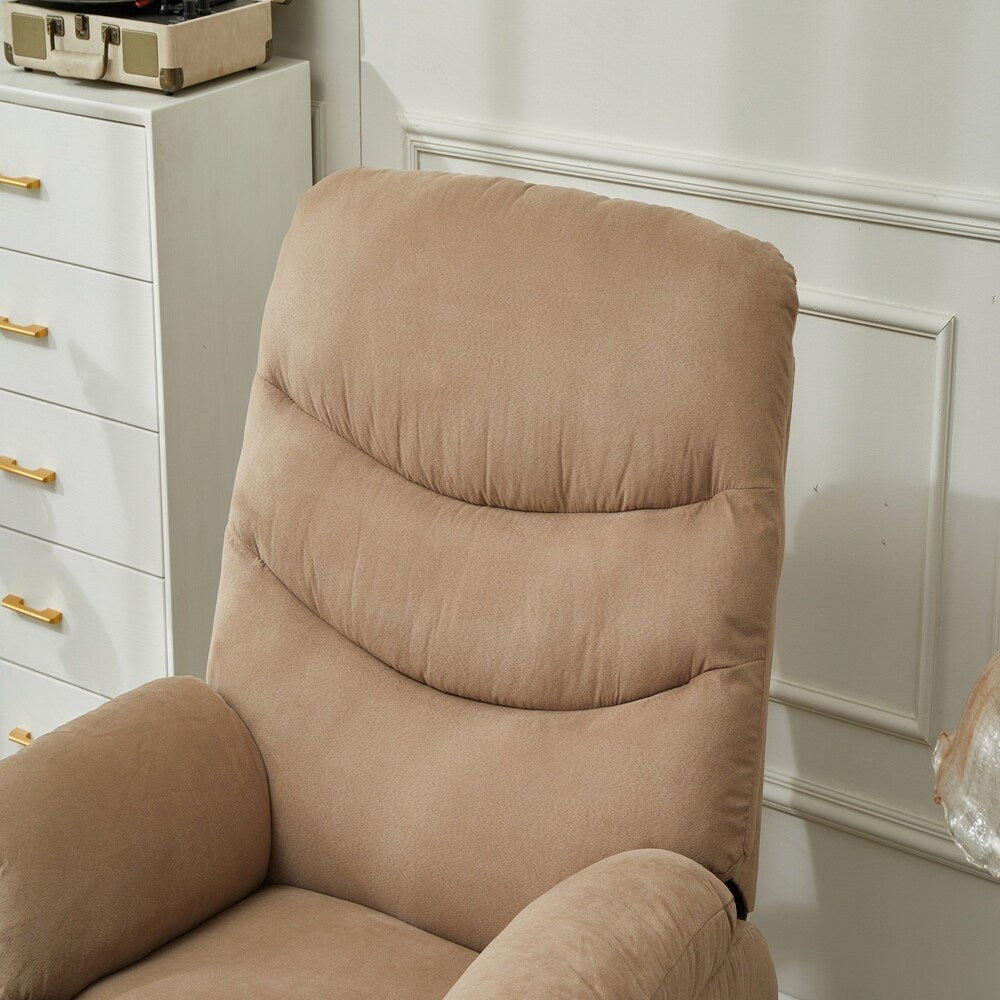 Mocha Manual Recliner Chair, Pillow Arms for Bedroom Living
