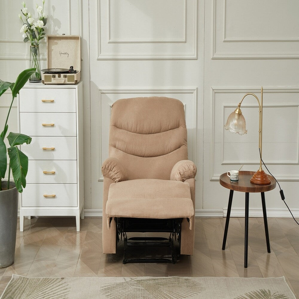 Mocha Manual Recliner Chair, Pillow Arms for Bedroom Living