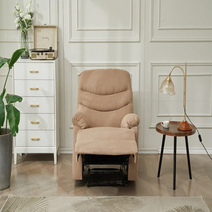 Mocha Manual Recliner Chair, Pillow Arms for Bedroom Living