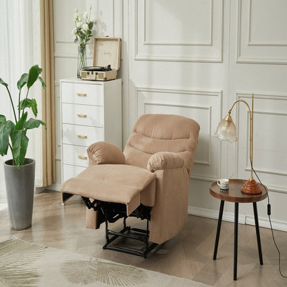 Mocha Manual Recliner Chair, Pillow Arms for Bedroom Living