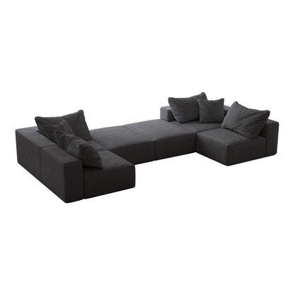 Modern 162-Inch Modular L-Shaped Sectional Sofa Set Free Combination Sofa Couch with 6 Pillows for Living Room Bedroom