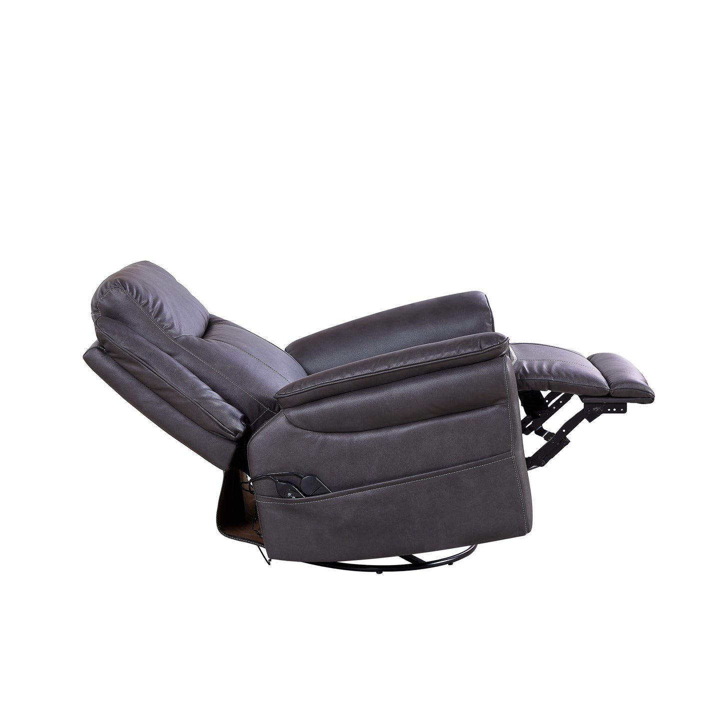 Modern 240 Degree Swivel Electric Swivel Recliner Chair with Heated Lumbar Support, Vibration Massage and Extendable Footrest