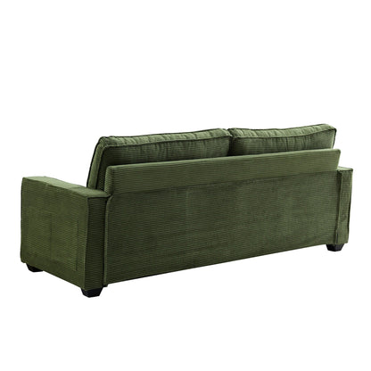 Modern 87.4 Corduroy 3-seater Deep Seat Sofa with Cup Holder and Storage Bags for Living Room
